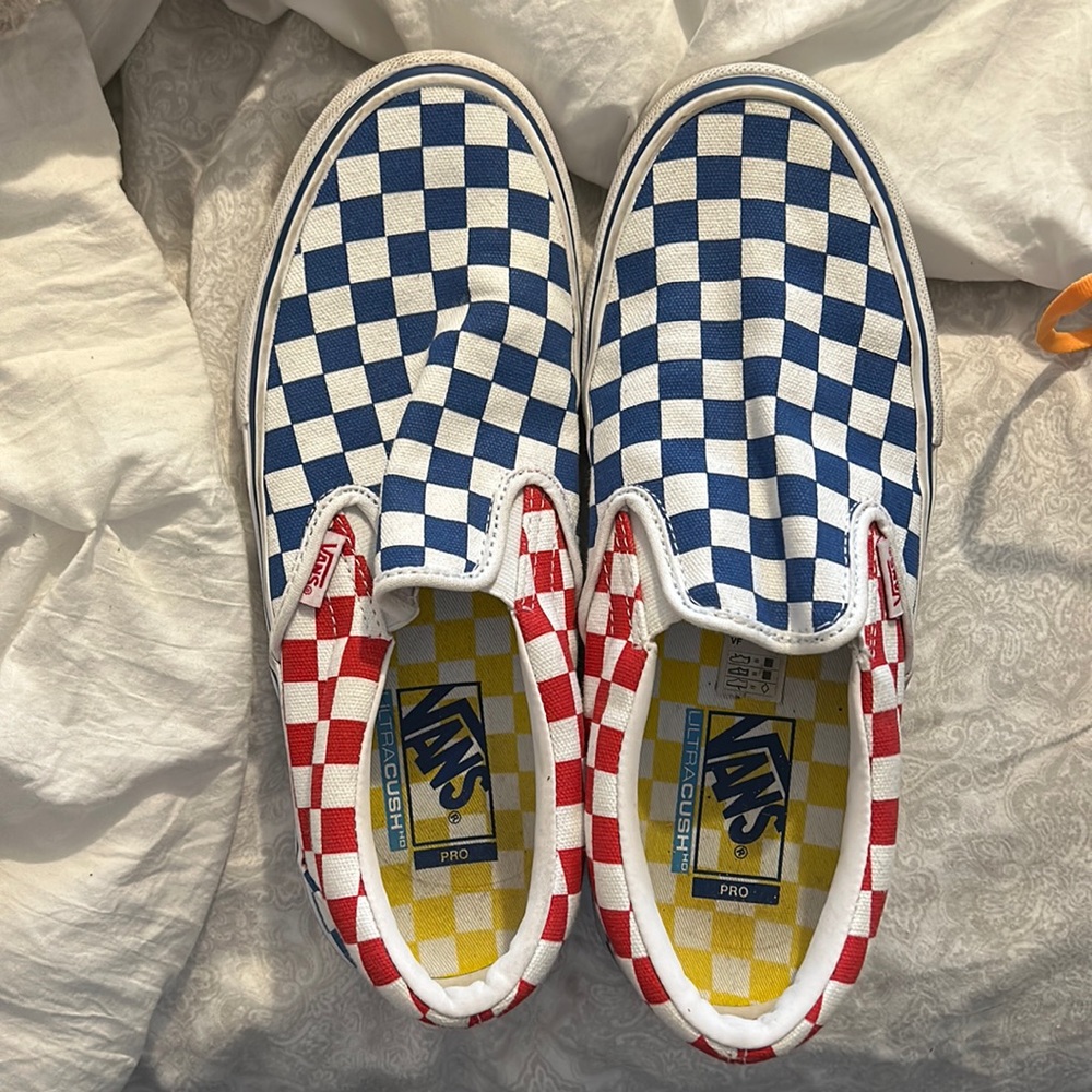 Blue and red checkered vans!